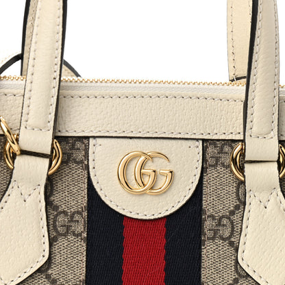 Gucci GG Supreme Monogram Textured Dollar Calfskin Web Small Ophidia Tote Bag Beige Ebony Mystic White 8 of 10
