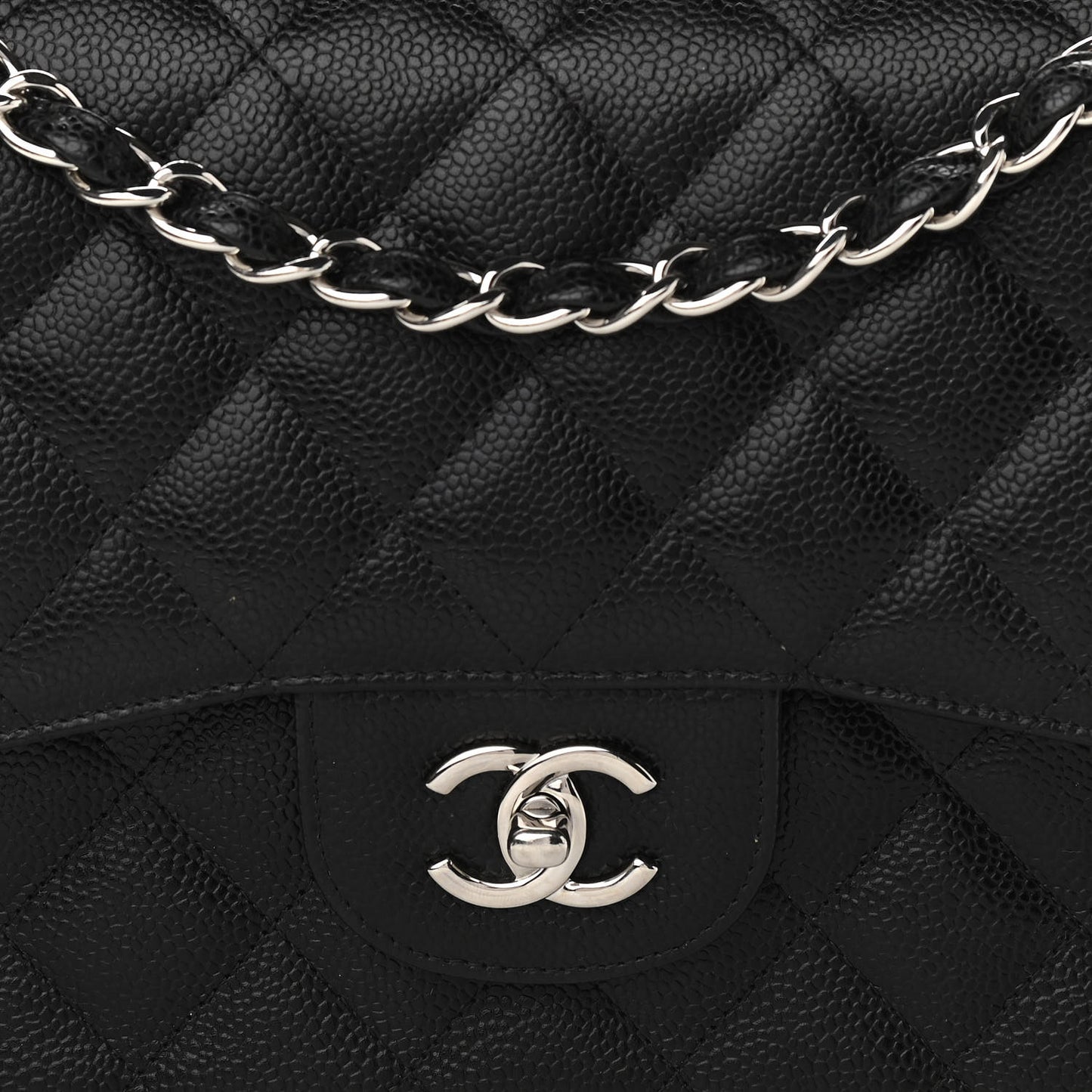 Caviar Quilted Jumbo Double Flap Black