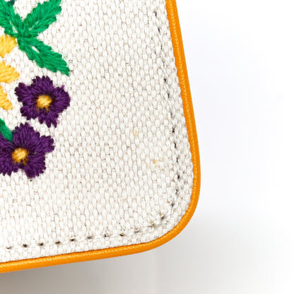 Gucci Linen Canvas Embroidered Small Shoulder Bag White 12 of 12