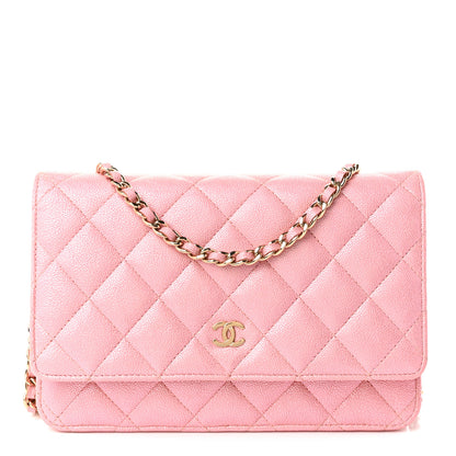 Chanel Iridescent Caviar Quilted Wallet on Chain WOC Rose Pink 1 of 12
