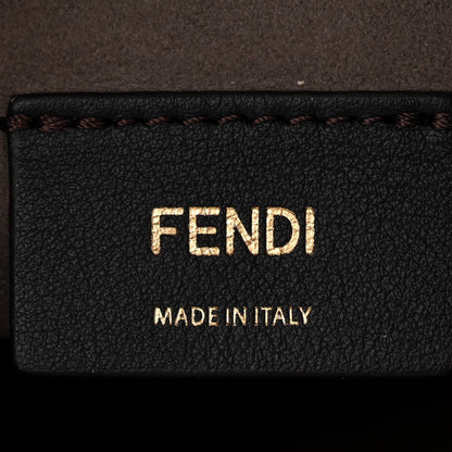 Fendi Fabric Jacquard Paillettes Vitello Seta FF 1974 Embroidered Mini Mon Tresor Bucket Bag Tobacco Moro 6 of 10