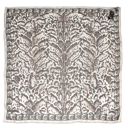 Alexander McQueen Silk Chiffon Animalier Skull Scarf Off White Dark Brown 2 of 4