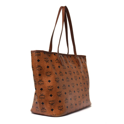 MCM Visetos Dog Bone Striped Shopper Tote Cognac 2 of 6