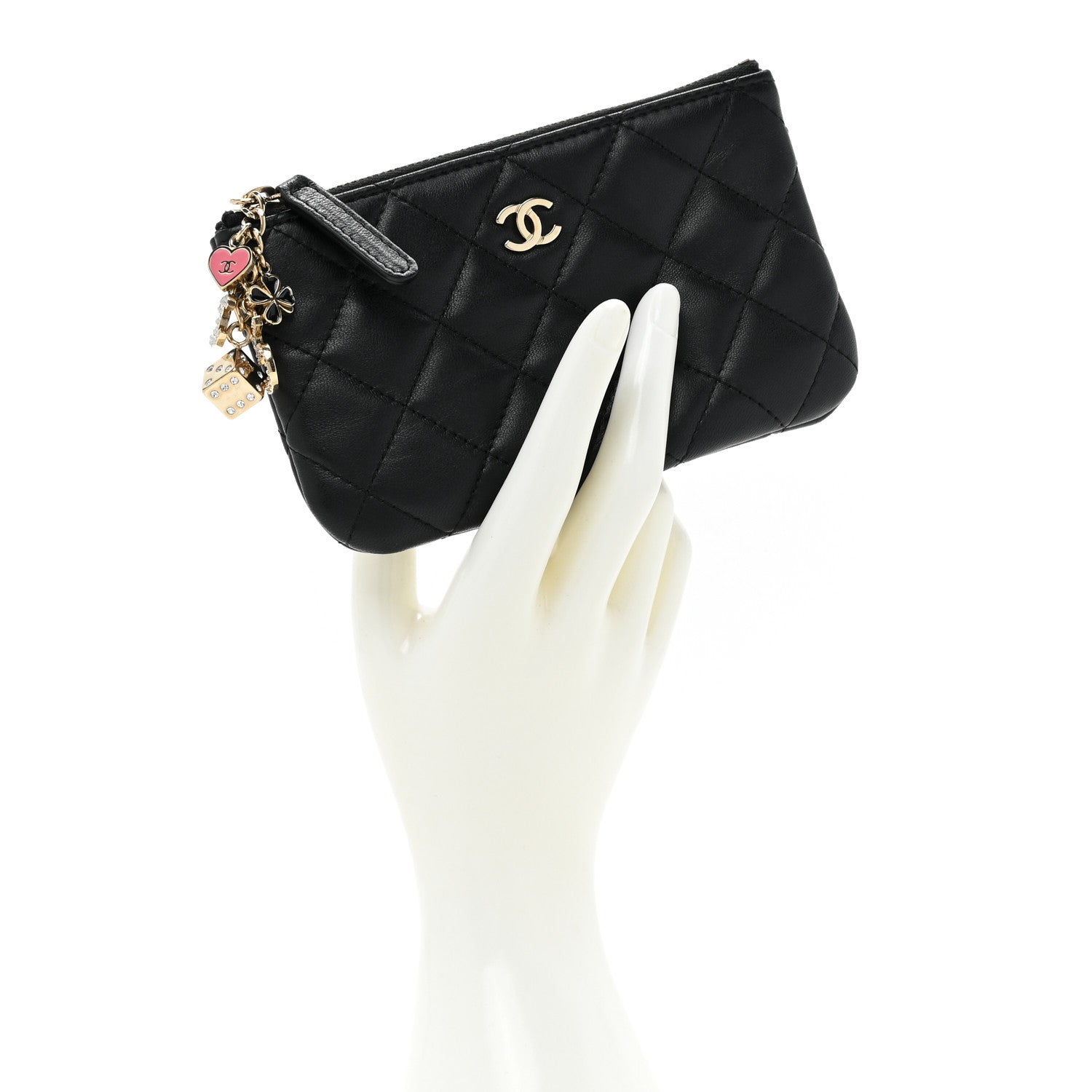 Chanel Lambskin Quilted Small Casino Cosmetic Case Black 2 of 9