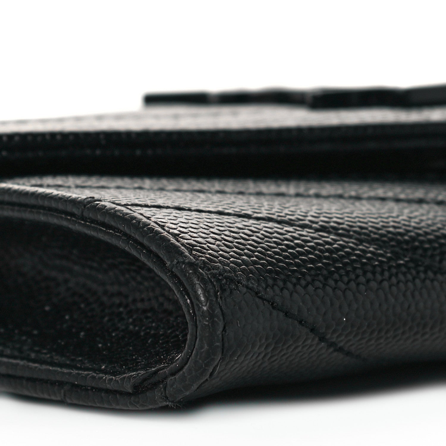 Saint Laurent Grain De Poudre Matelasse Chevron Small Monochrome Monogram Envelope Wallet Black 7 of 8