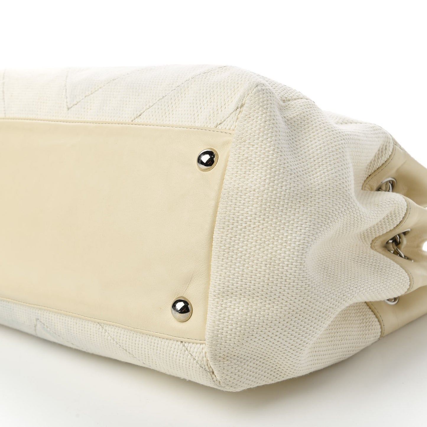 Canvas Chevron CC Shopping Tote White