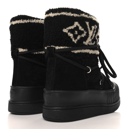 Louis Vuitton Suede Shearling Polar Flat Half Boots 40 Black 5 of 8