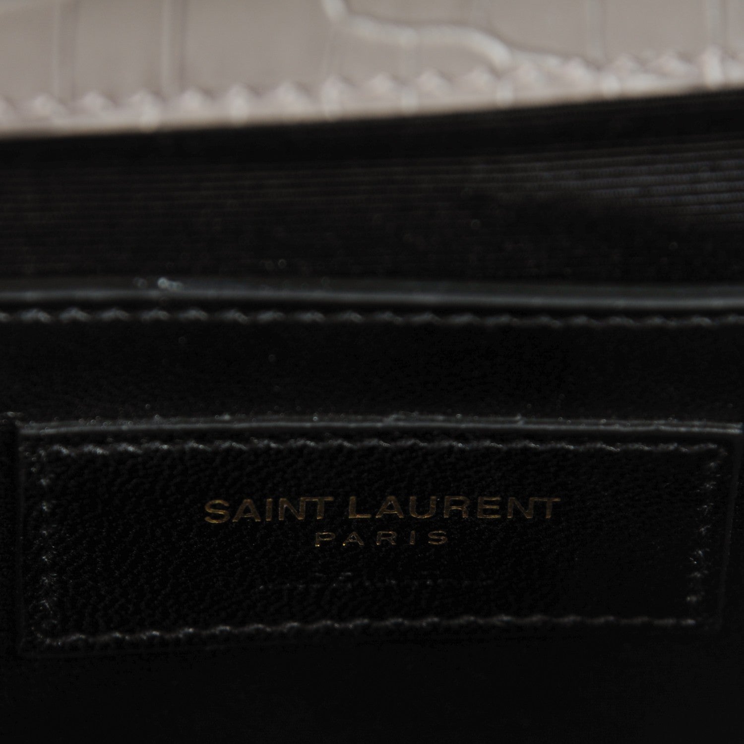 Saint Laurent Calfskin Crocodile Embossed Medium Classic Monogram Kate Tassel Satchel Fog 7 of 7