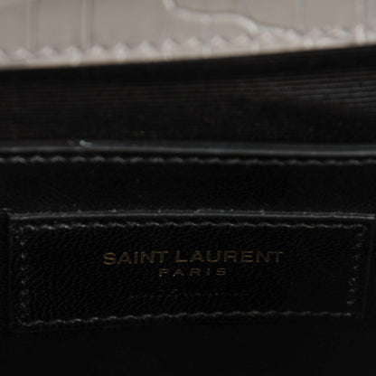 Saint Laurent Calfskin Crocodile Embossed Medium Classic Monogram Kate Tassel Satchel Fog 7 of 7