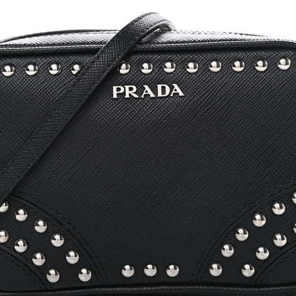 Prada Saffiano Studded Mini Camera Crossbody Black 8 of 10
