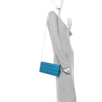 Christian Dior Lambskin Cannage Lady Dior Convertible Clutch Blue 2 of 13