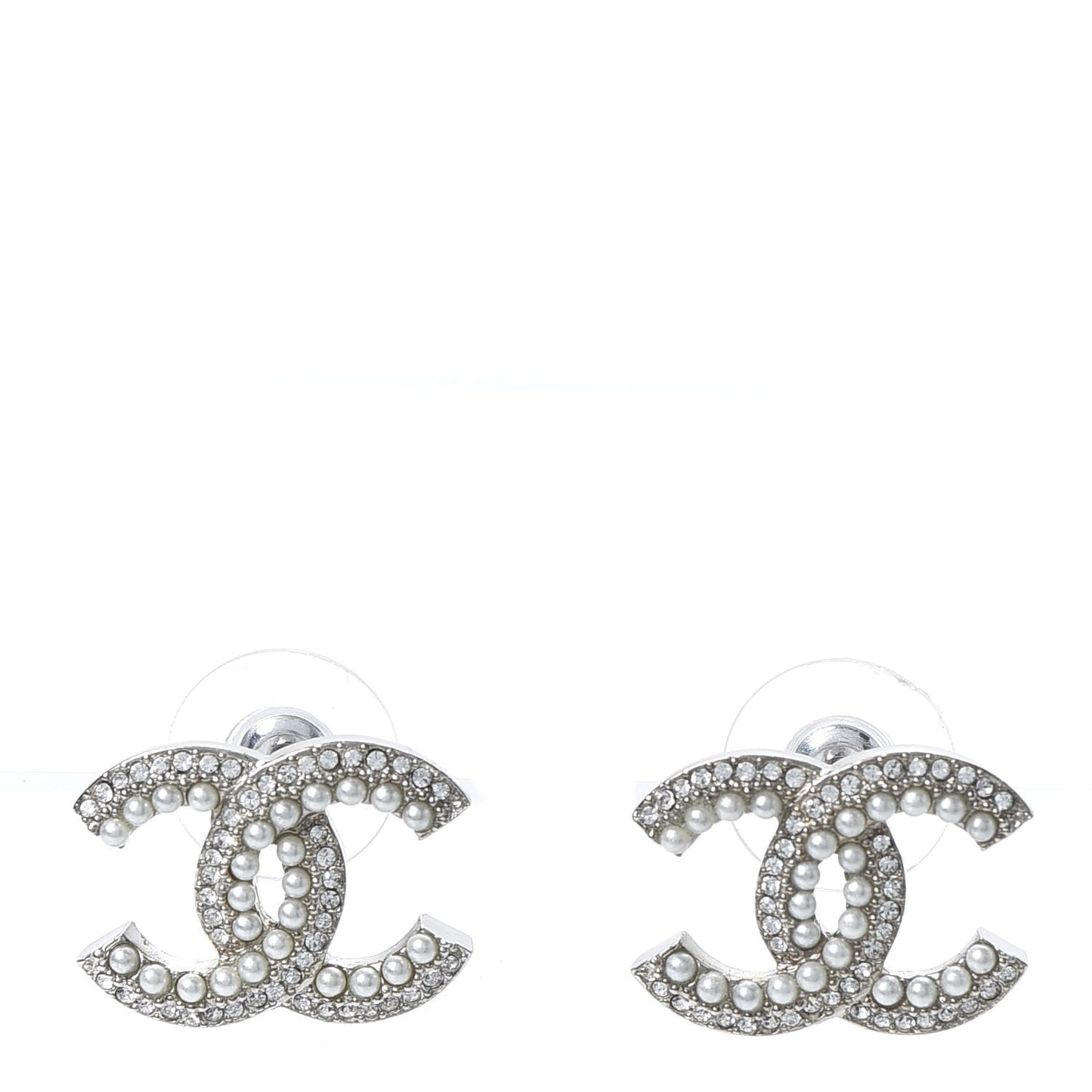 Pearl Crystal CC Snow Palace Earrings Silver