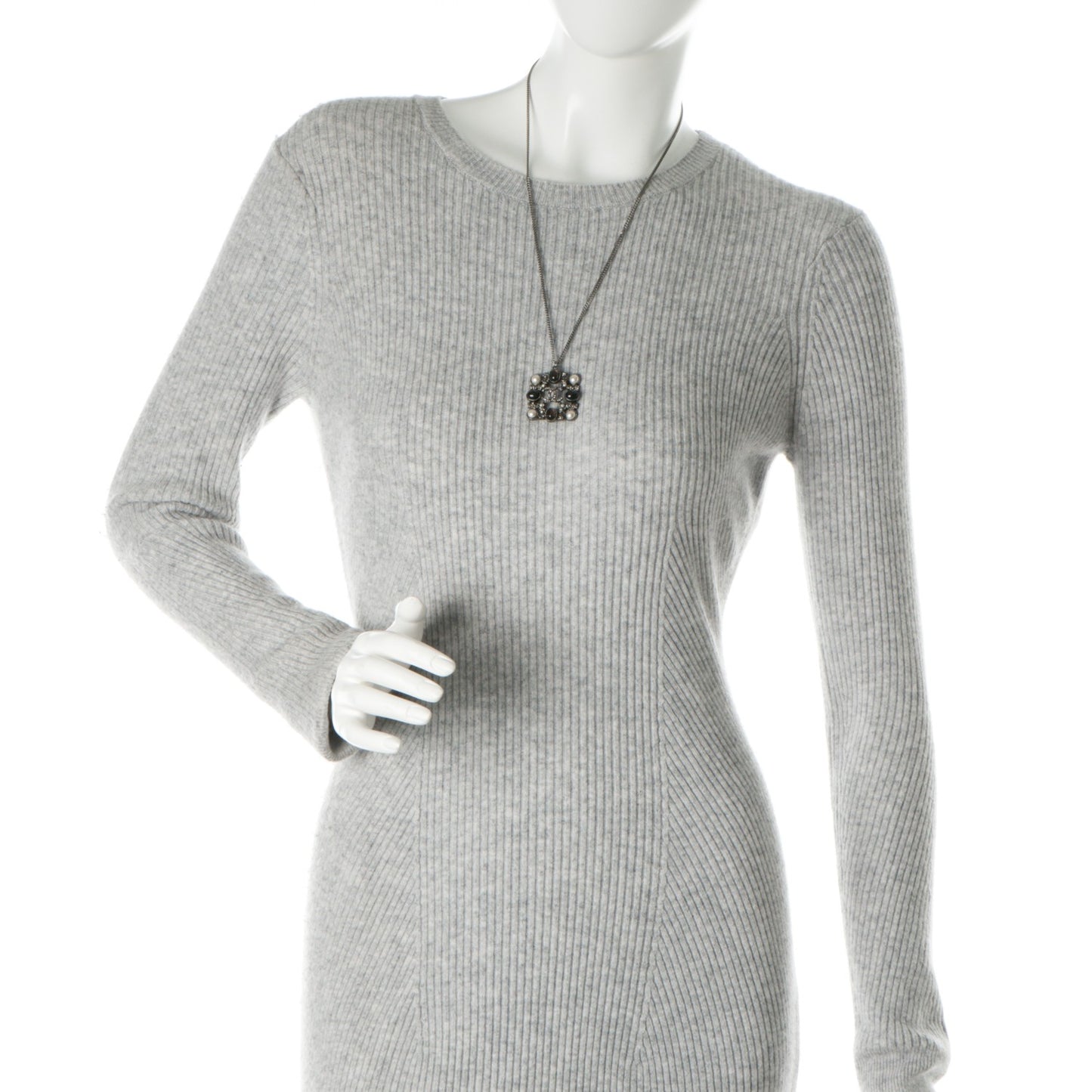 Crystal Pearl Bead CC Pendant Necklace Ruthenium