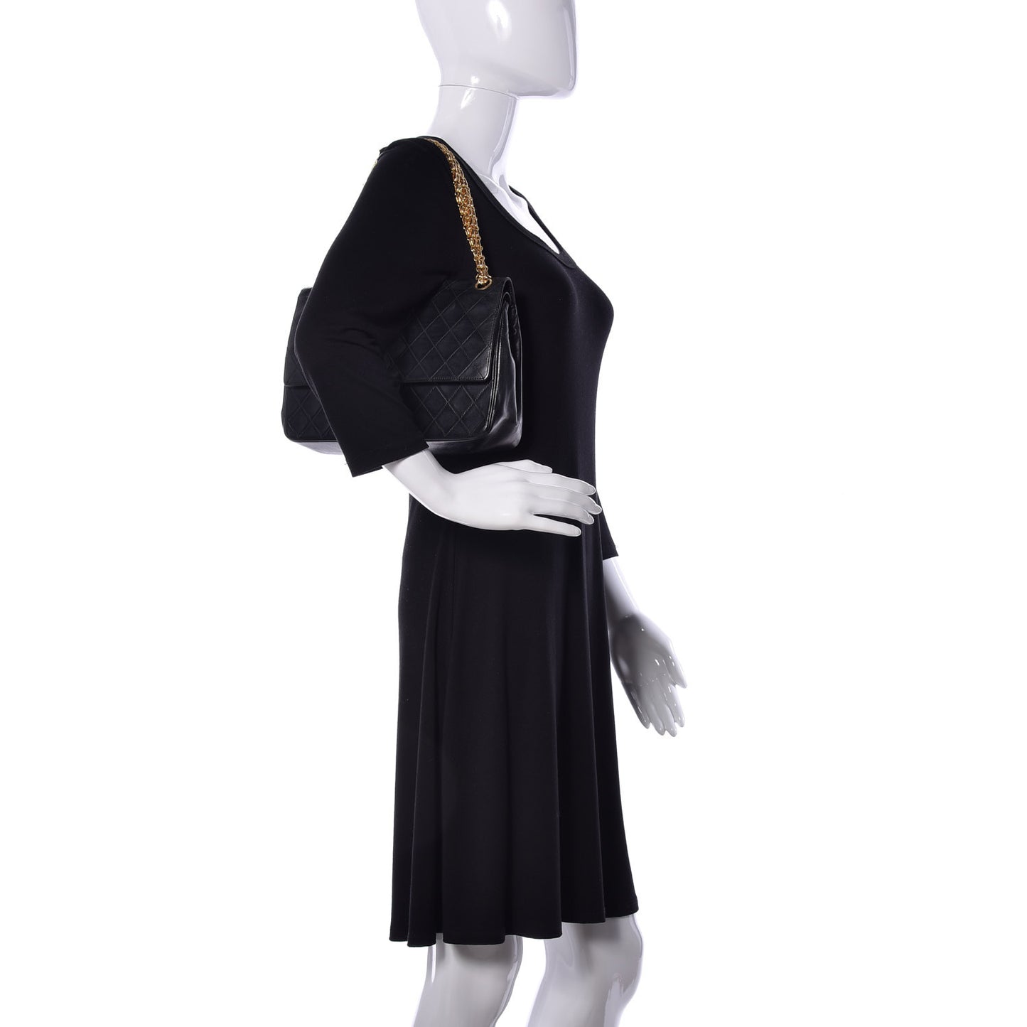Lambskin Quilted Medium Double Flap Bijoux Chain Black