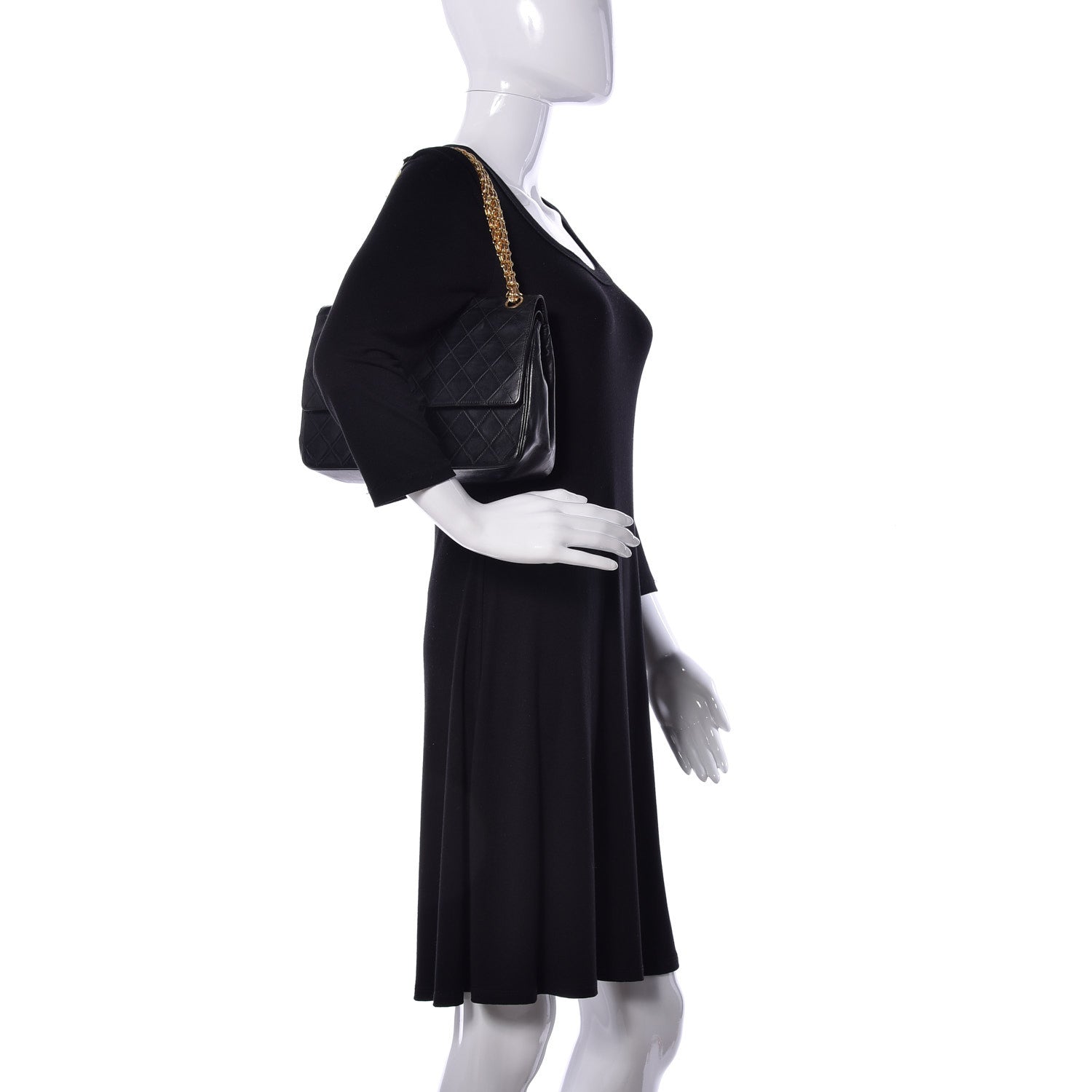 Chanel Lambskin Quilted Medium Double Flap Bijoux Chain Black 2 of 8