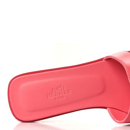 Hermes Box Calfskin Oran Sandals 39 Rose Boise 7 of 8