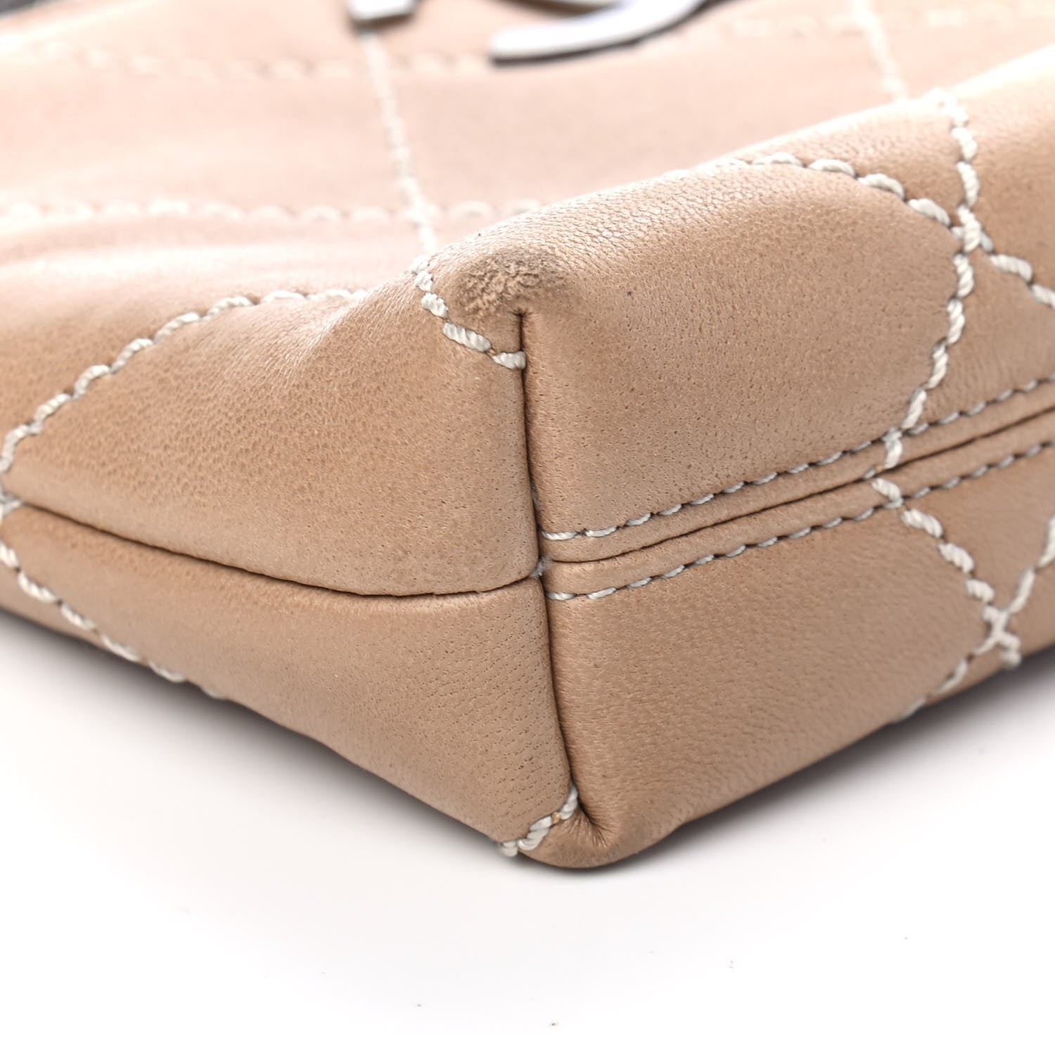 Chanel Lambskin Surpique Stitch Pochette Beige 8 of 9