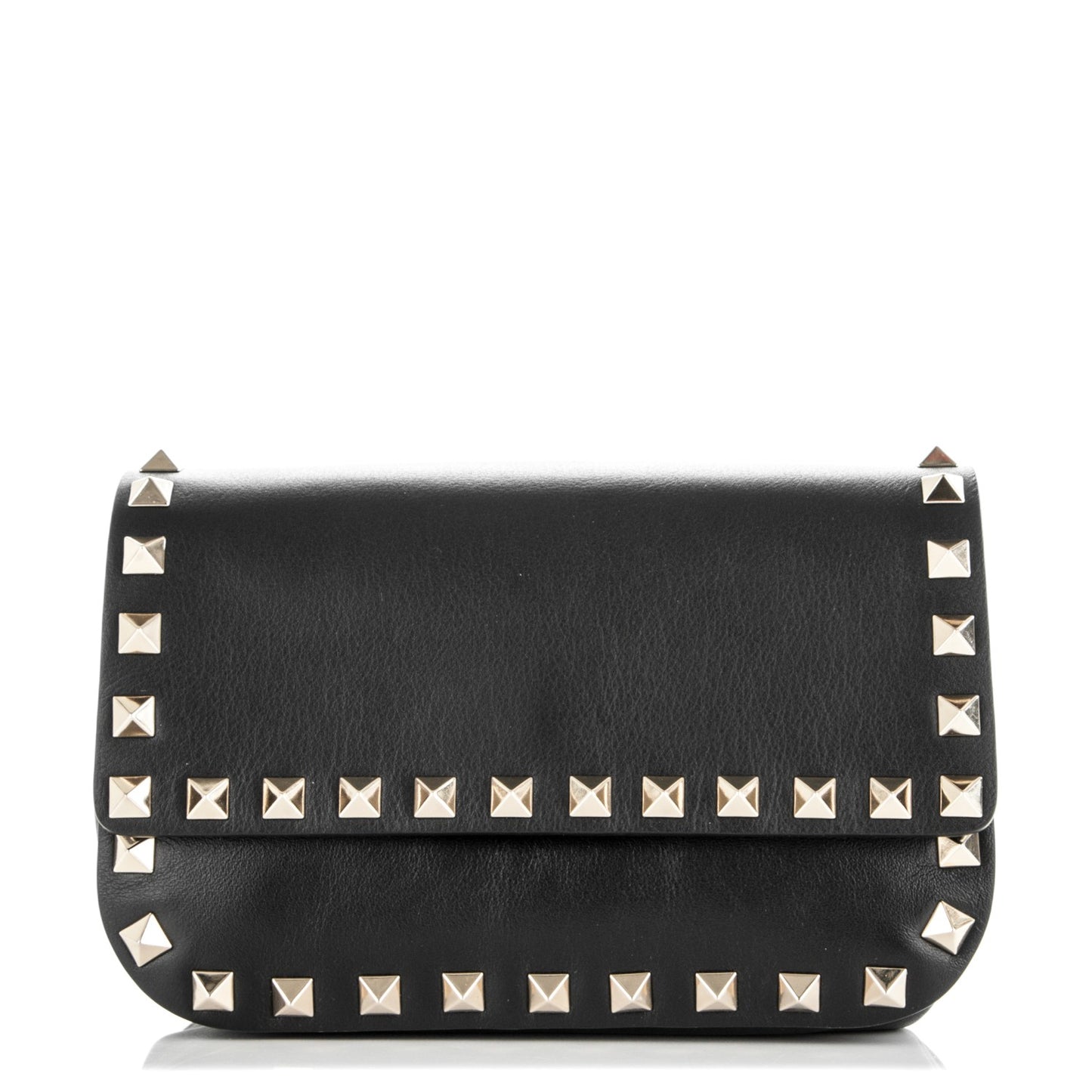 Calfskin Rockstud Belt Bag Black
