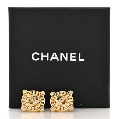 Chanel Crystal CC Chanel Earrings Gold 6 of 6