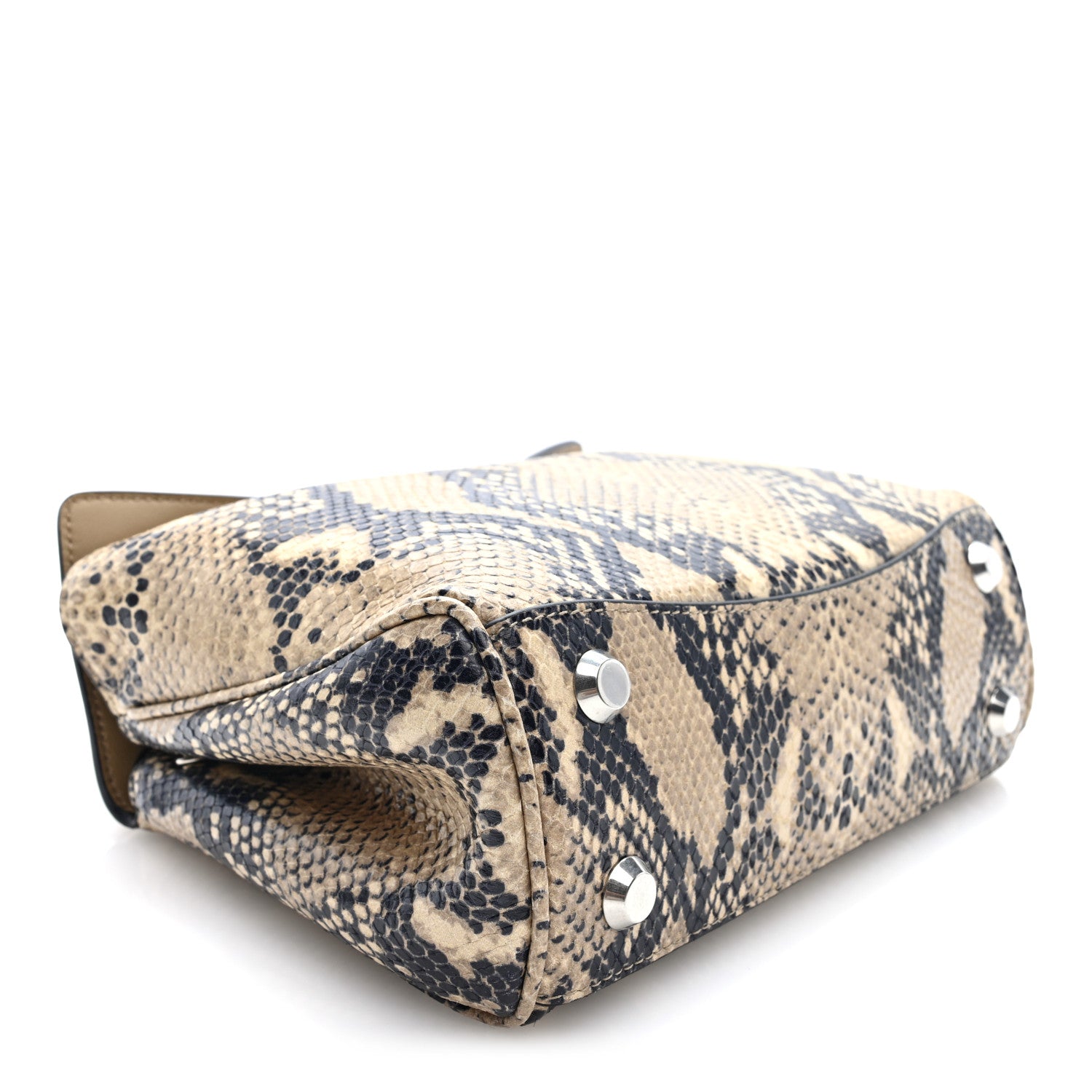 Balenciaga Snakeskin Embossed Calfskin Mini Rodeo Top Handle Handbag Natural 4 of 9