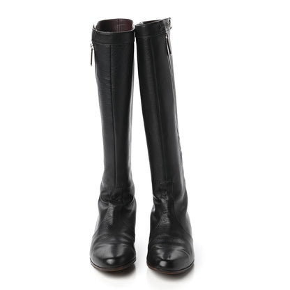 Chanel Grained Calfskin Zipper High Tall Boots 37.5 Black 2 of 8