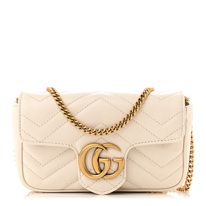 Gucci Calfskin Matelasse Super Mini GG Marmont Shoulder Bag White 1 of 11