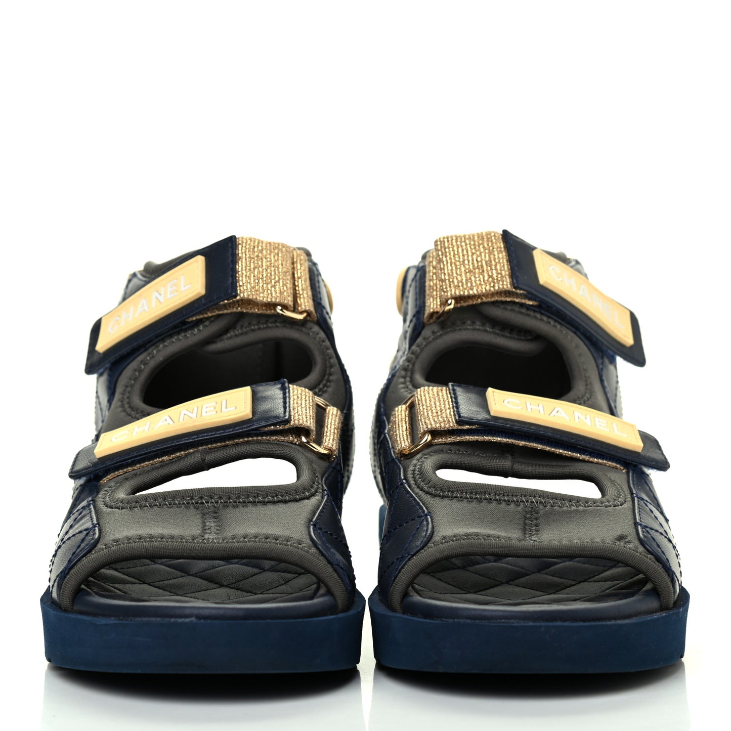 Goatskin Fabric Gladiator Sandals 36 Navy Blue Light Grey Yellow