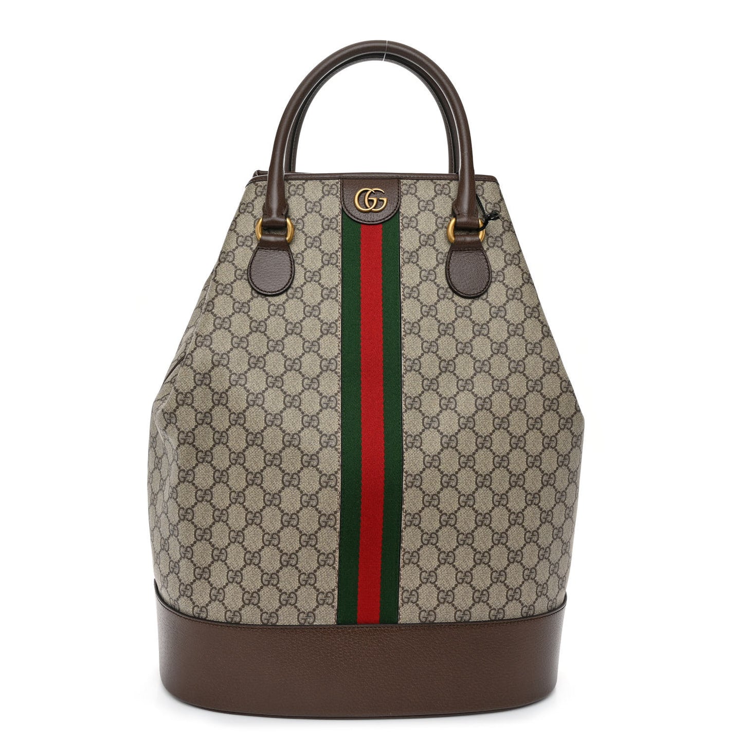 GG Supreme Monogram Textured Dollar Calfskin Web Savoy Duffle Bag Beige Ebony