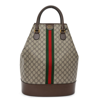 Gucci GG Supreme Monogram Textured Dollar Calfskin Web Savoy Duffle Bag Beige Ebony 2 of 9