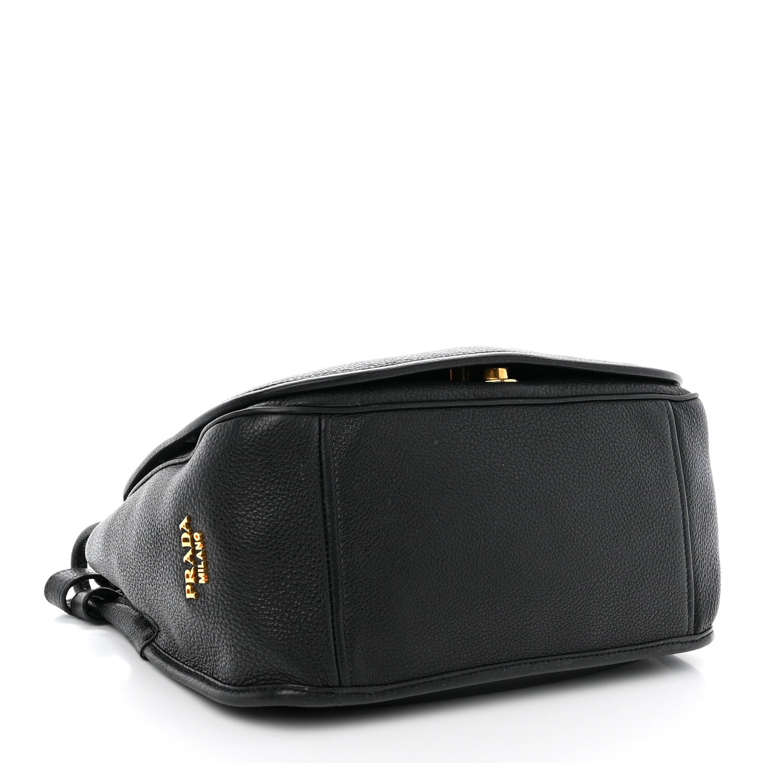 Prada Vitello Daino Embossed Logo Flap Shoulder Bag Black 4 of 12