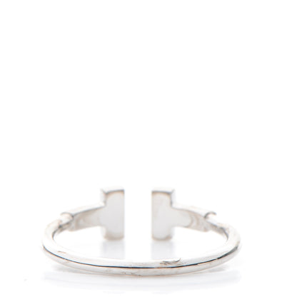 Tiffany 18K White Gold Diamond T Wire Ring 53 6.5 3 of 7