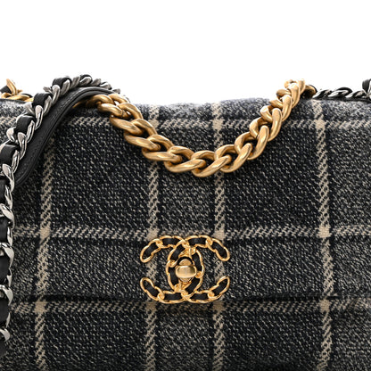 Chanel Tweed Quilted Medium Chanel 19 Flap Grey Navy 8 of 10