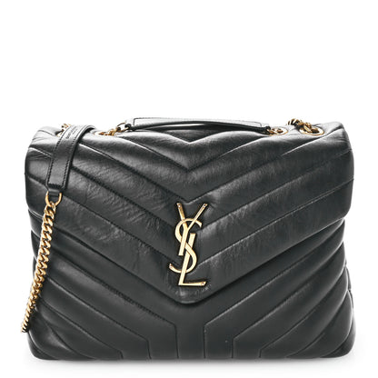 Saint Laurent Calfskin Y Quilted Monogram Medium Loulou Chain Satchel Black 1 of 10