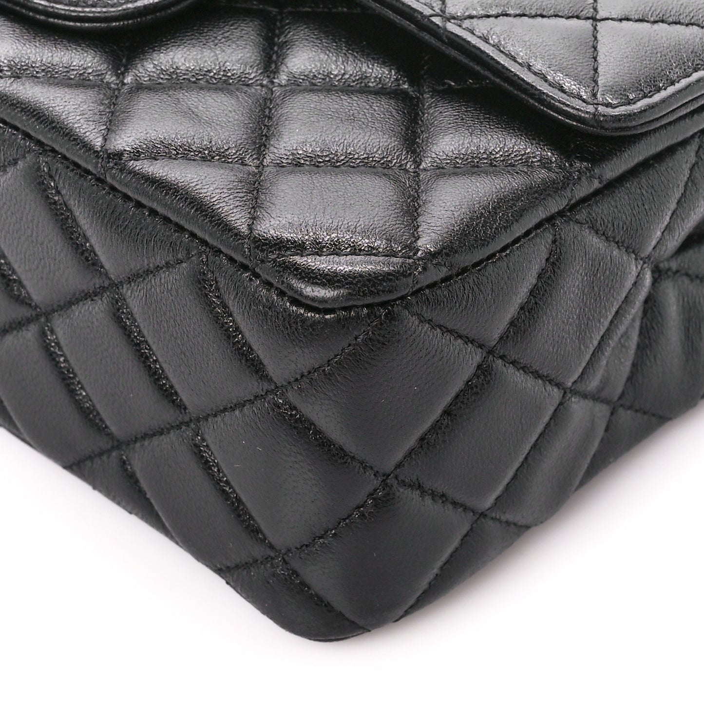 Lambskin Quilted Mini Strass On Top Flap Black