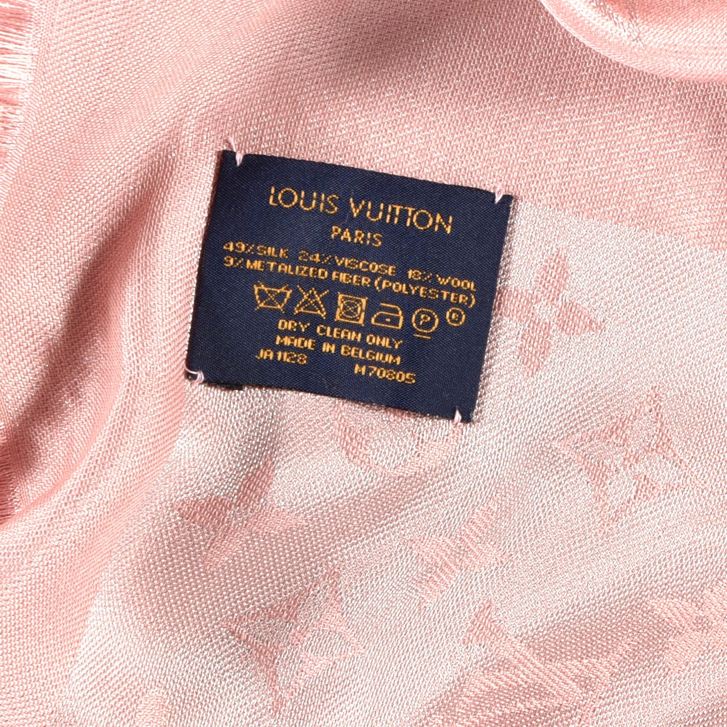 Silk Lurex Wool Monogram Shine Shawl Rose Velours