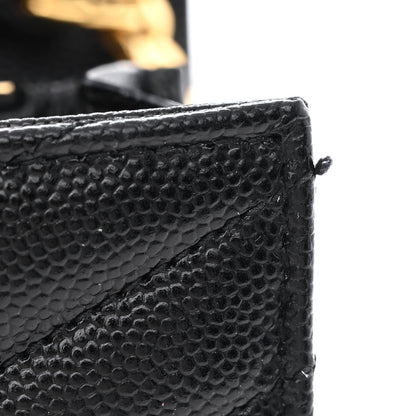 Saint Laurent Grain De Poudre Matelasse Chevron Monogram Chain Wallet Black 10 of 10