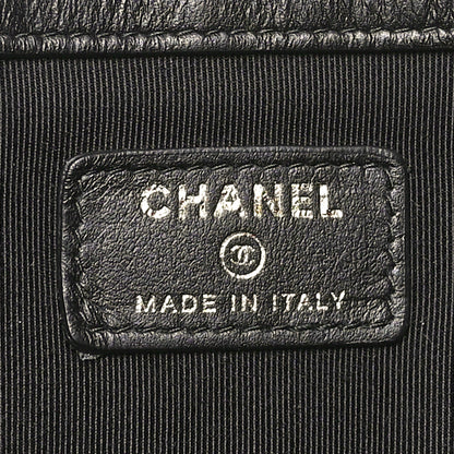 Chanel Caviar Chevron Boy Zip Pouch Black 6 of 10
