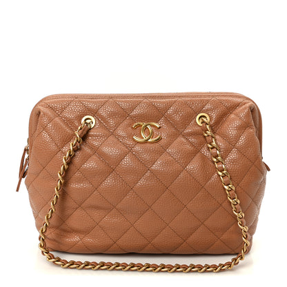 Chanel Shiny Caviar Quilted Large Bowling Bag Brown 1 of 10