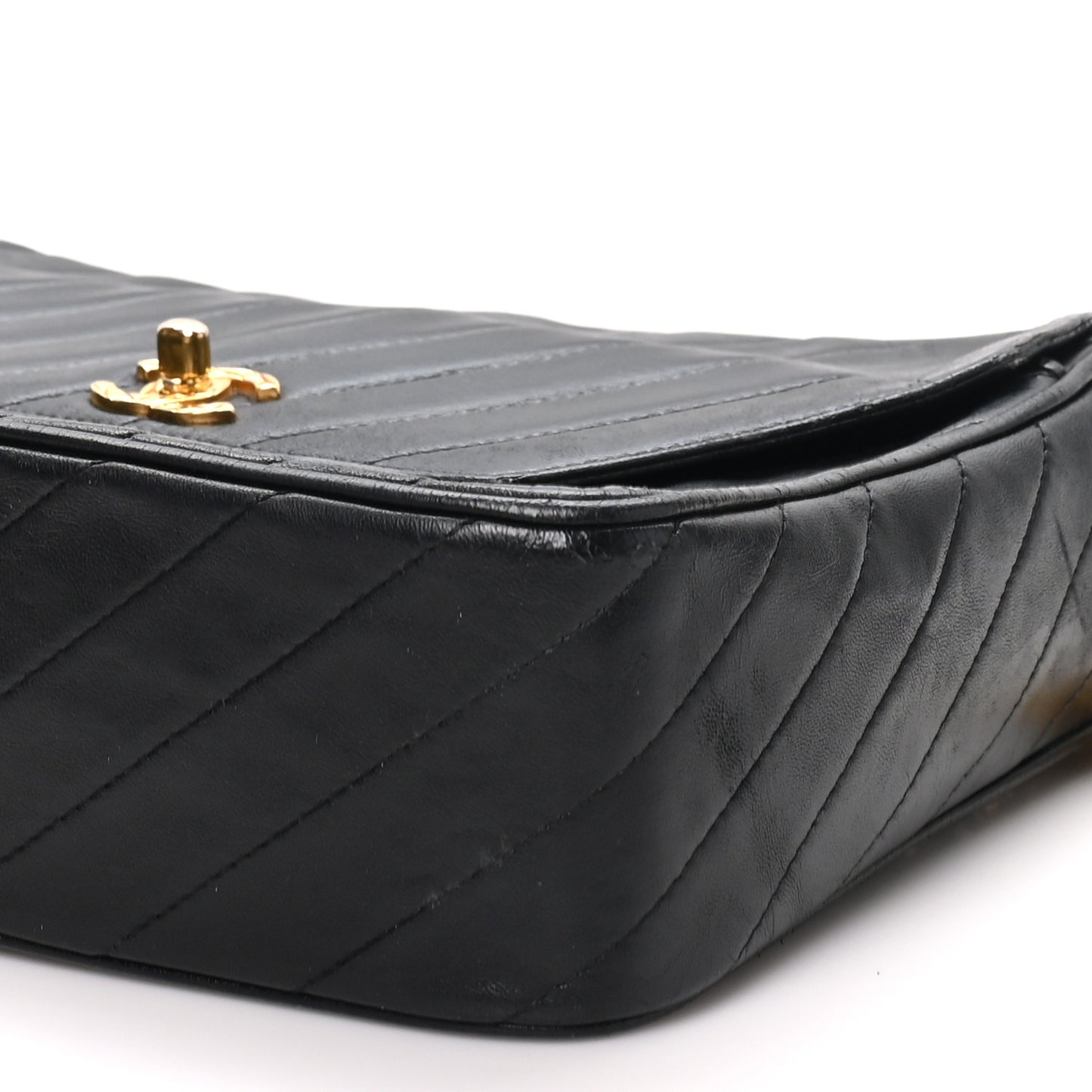 Lambskin Diagonal Quilted Tassel Camera Bag Black
