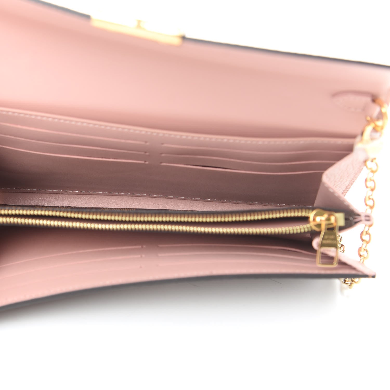 Louis Vuitton Damier Ebene Croisette Chain Wallet Rose Ballerine 5 of 11