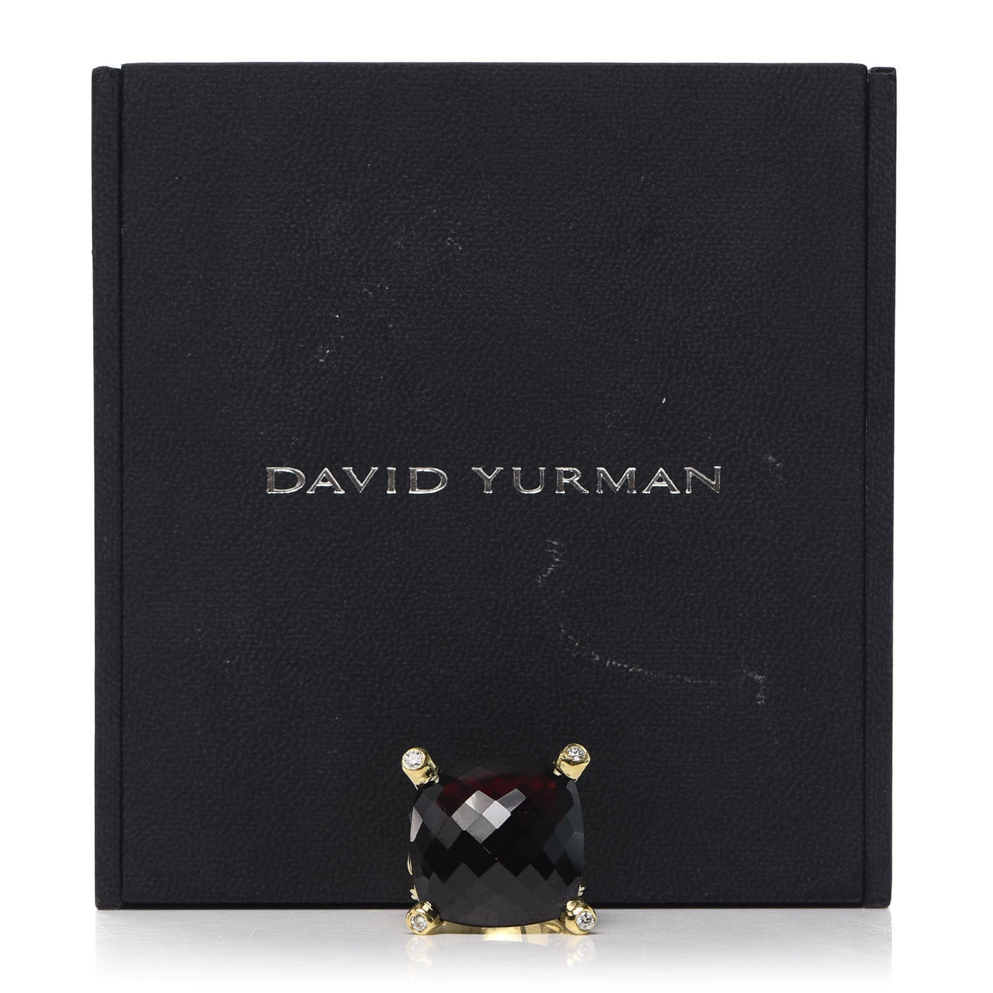 18K Yellow Gold Diamond Garnet 20mm Cushion On Point Ring 53 6.5
