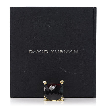 David Yurman 18K Yellow Gold Diamond Garnet 20mm Cushion On Point Ring 53 6.5 6 of 6