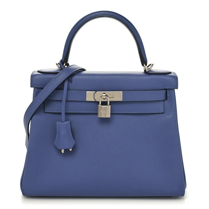 Hermes Evercolor Verso Kelly Retourne 28 Bleu Brighton Orange Poppy 1 of 15
