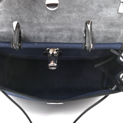 Hermes Military Toile Vache Hunter Herbag Zip Retourne 31 PM Bleu Marine Black 6 of 11