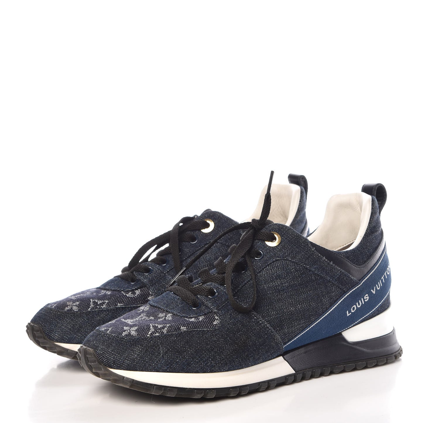 Monogram Denim Run Away Sneakers 39 Blue