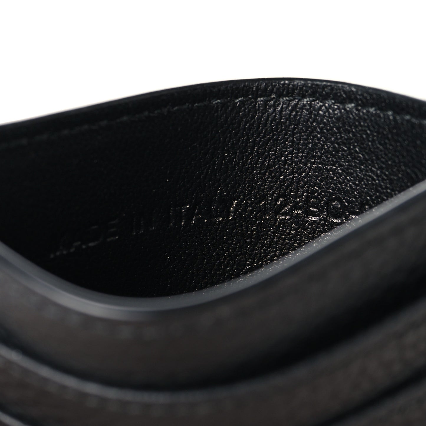 Grained Calfskin Oblique Card Holder Black