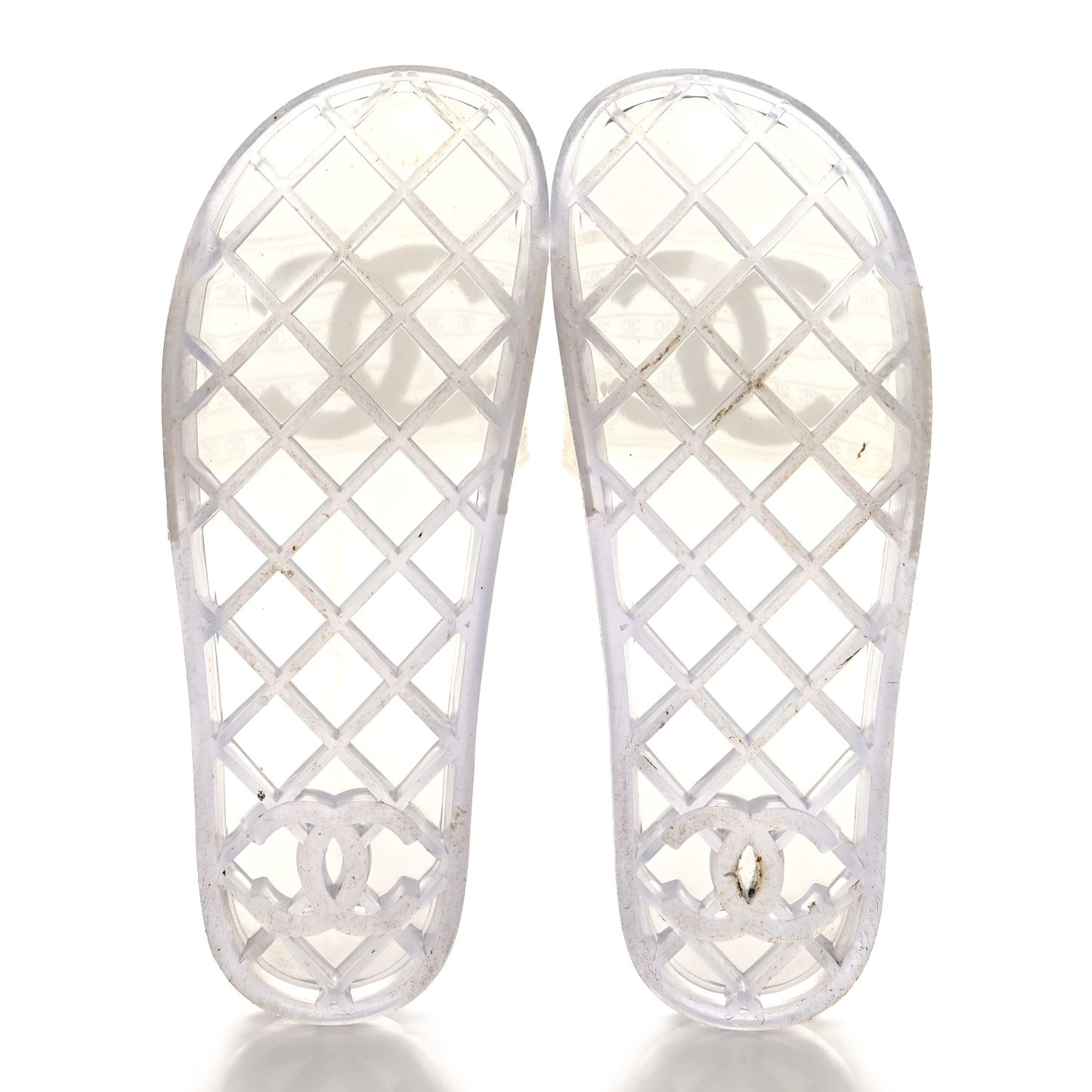 PVC Transparent CC Flat Slide Sandals 9 White
