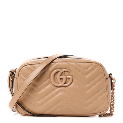 Gucci Calfskin Matelasse Monochrome Small GG Marmont Chain Shoulder Bag Camelia 1 of 13