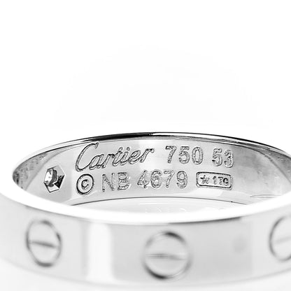 Cartier 18K White Gold Diamond 4mm LOVE Wedding Band Ring 53 6.25 4 of 5