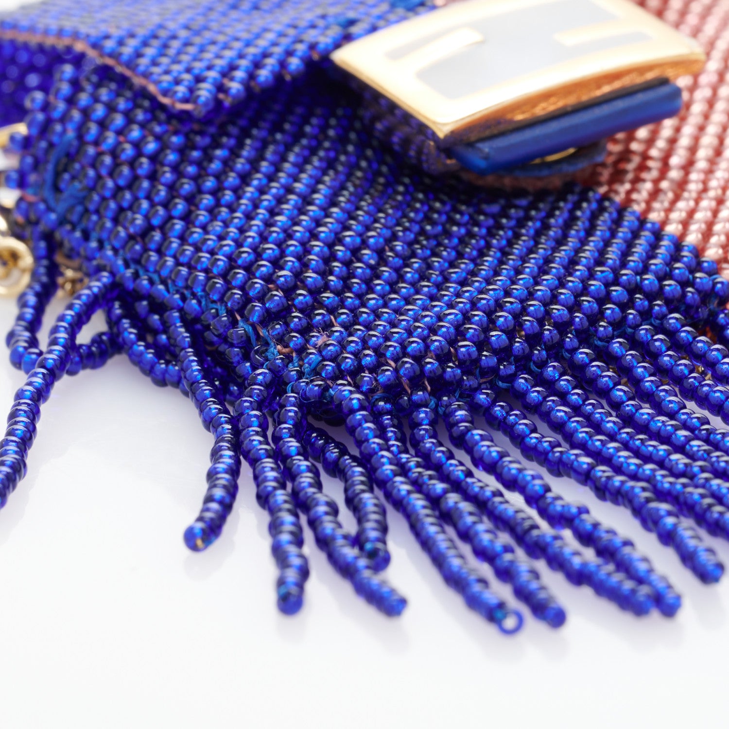 Fendi Glass Beaded Mini Pico Baguette Charm Blue Salmone 7 of 8